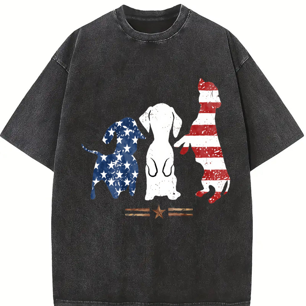 Patriotic Dog Silhouette Boxy Y2K Aesthetic Summer Vintage product image 2