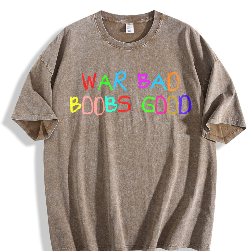 Funny War Bad Boobs Good Vintage Washed T-Shirt product image 3