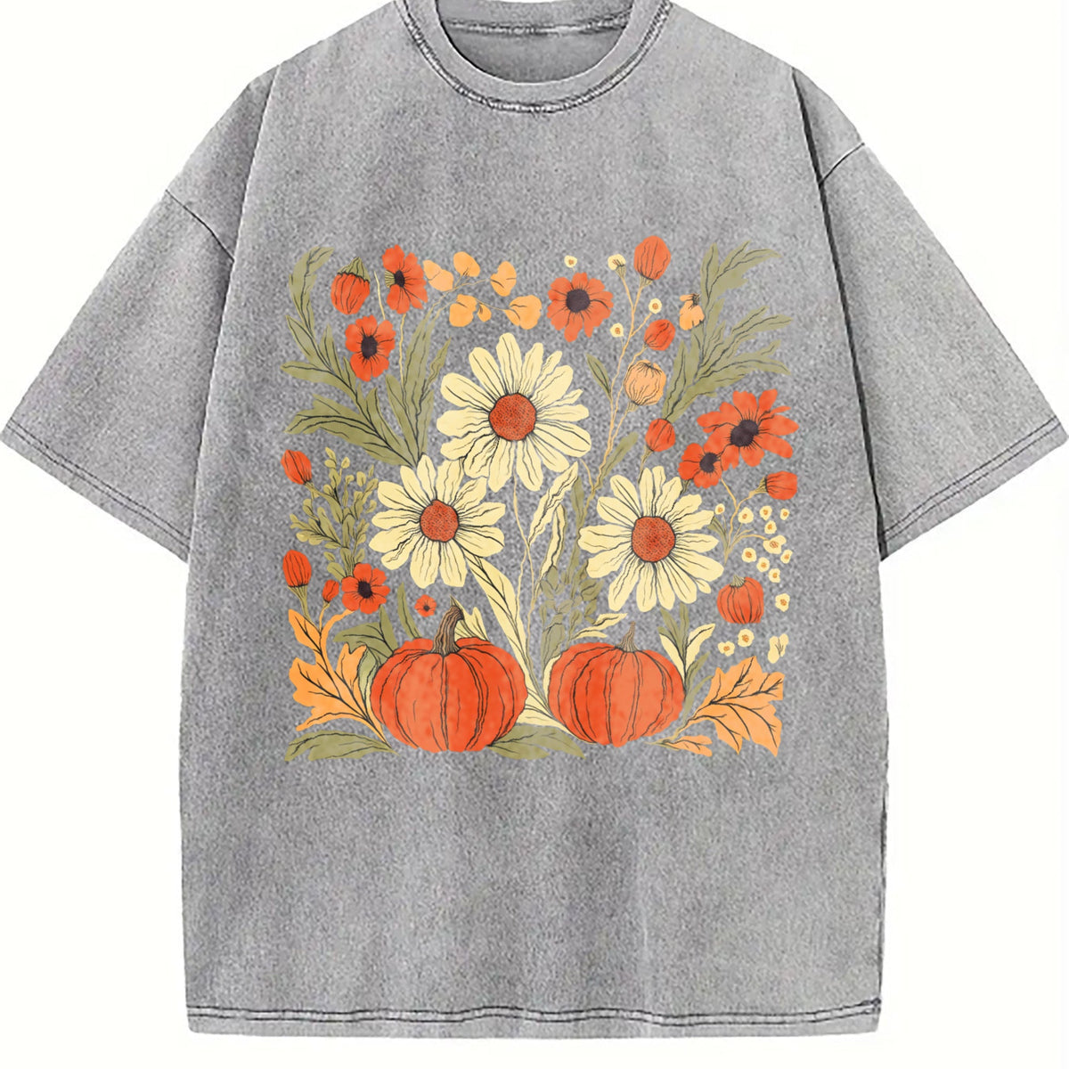 Boho Fall Floral Vintage Washed T-Shirt product image 5