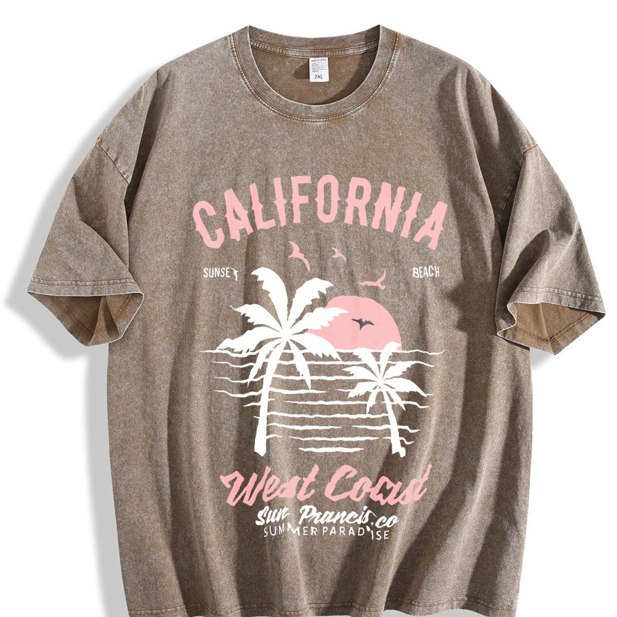 California - Surf Beach With Palm Trees Vintage Washed product image 3