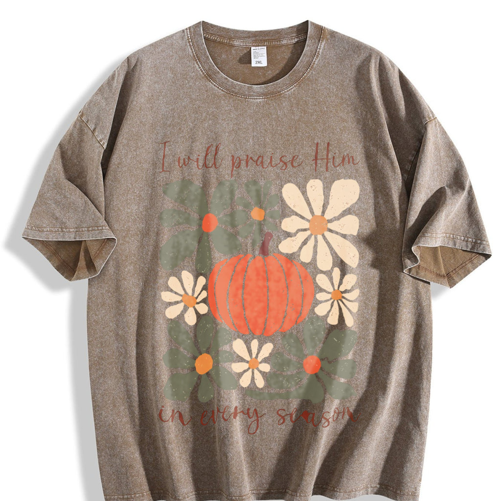 I Will Praise Him In Every Season Vintage Washed T-Shirt product image 3