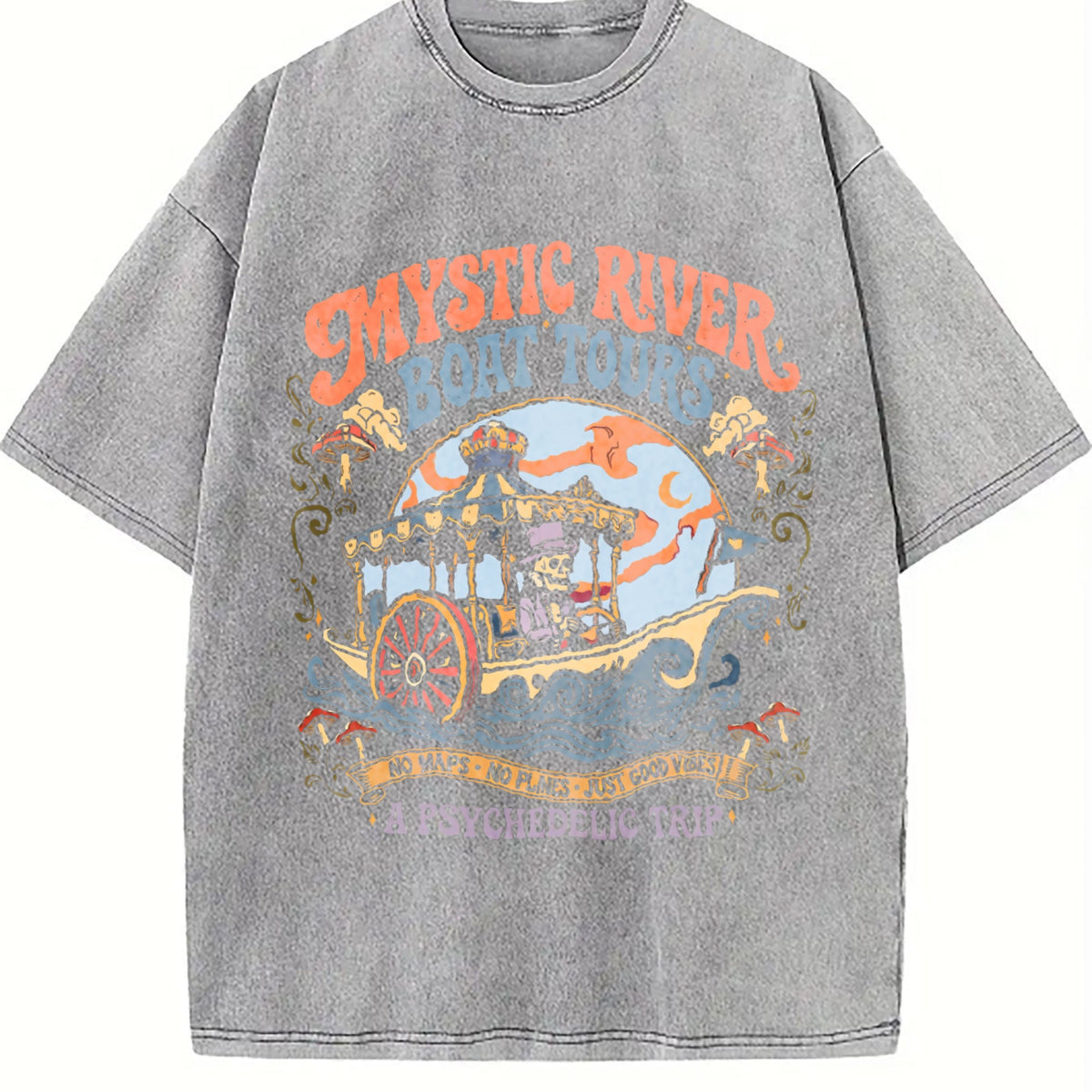 Mystic River Boat Tours Psychedelic Vintage Washed T-Shirt product image 5