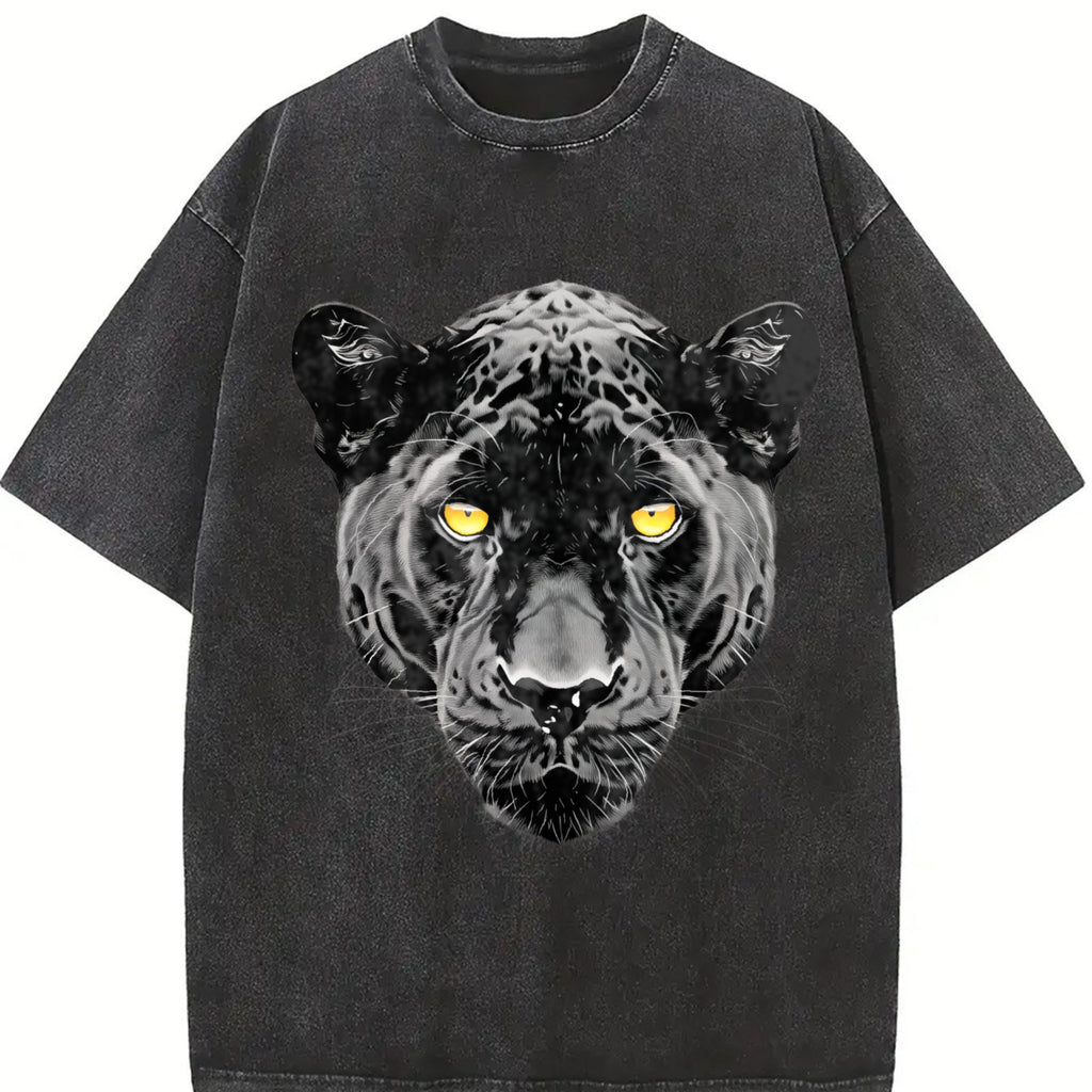 Black Panther Halftone Yellow Eyes Vintage Washed T-Shirt product image 2