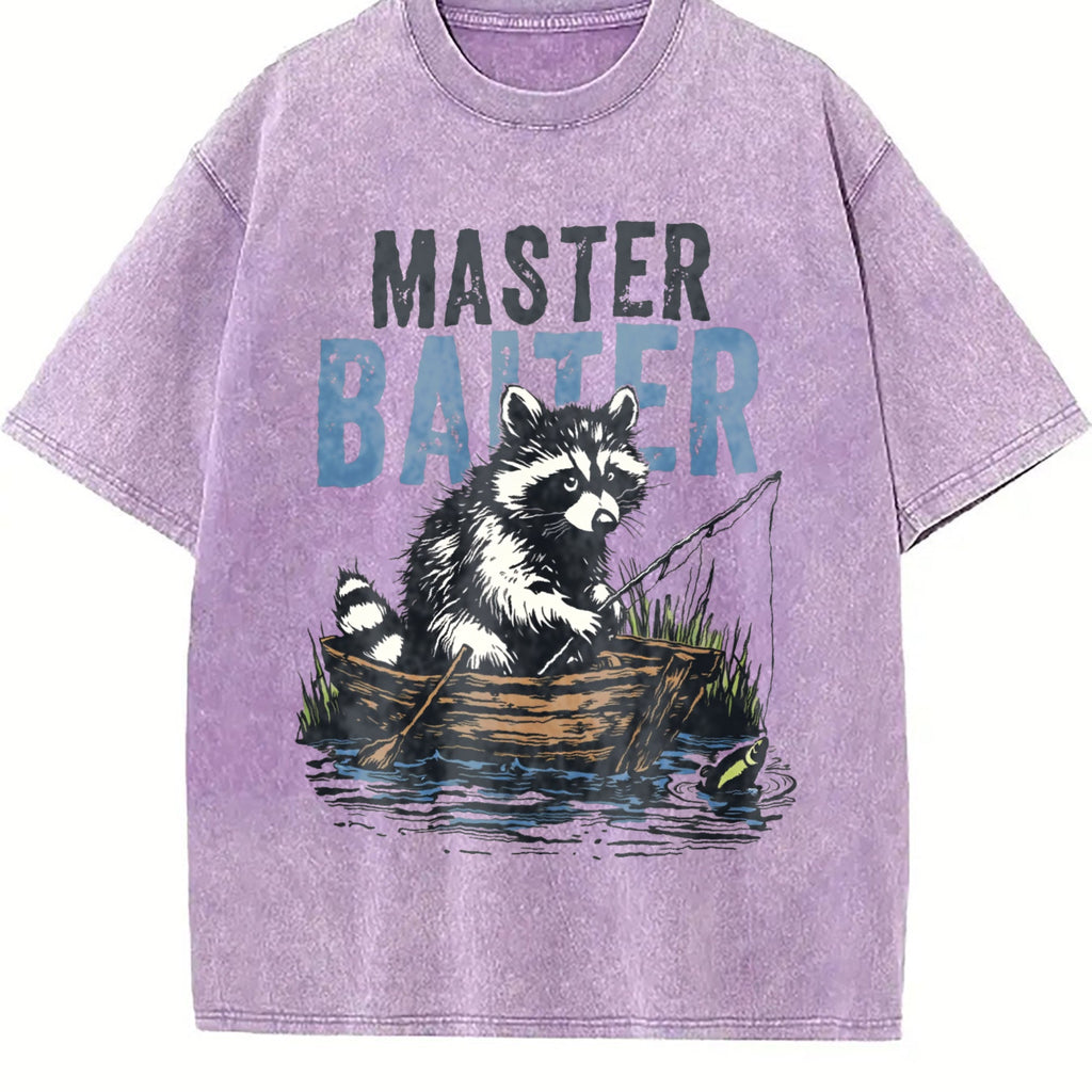 Master Baiter Raccoon Fishing Vintage Washed T-Shirt product image 6