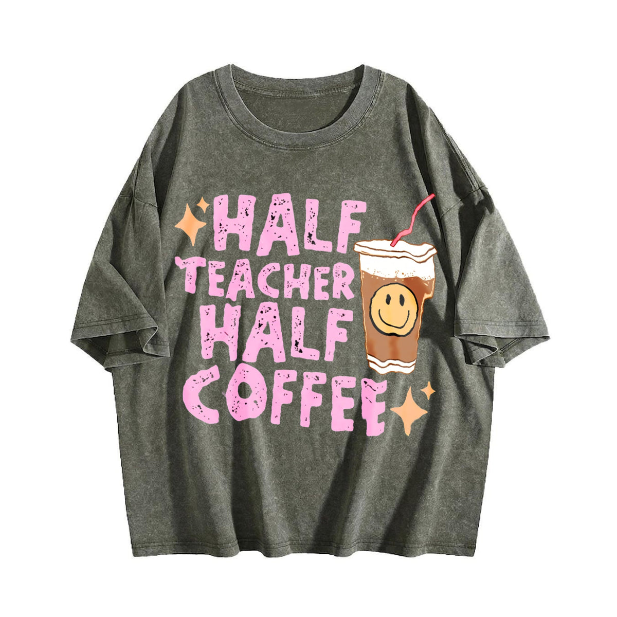 Half Teacher Coffee Vintage Washed T-Shirt product image 4