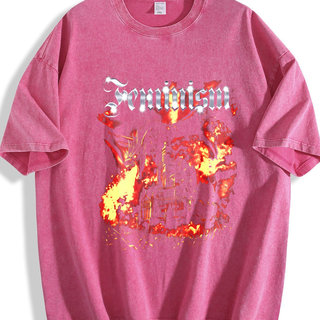Feminism Dragon Castle Vintage Washed T-Shirt product image 7