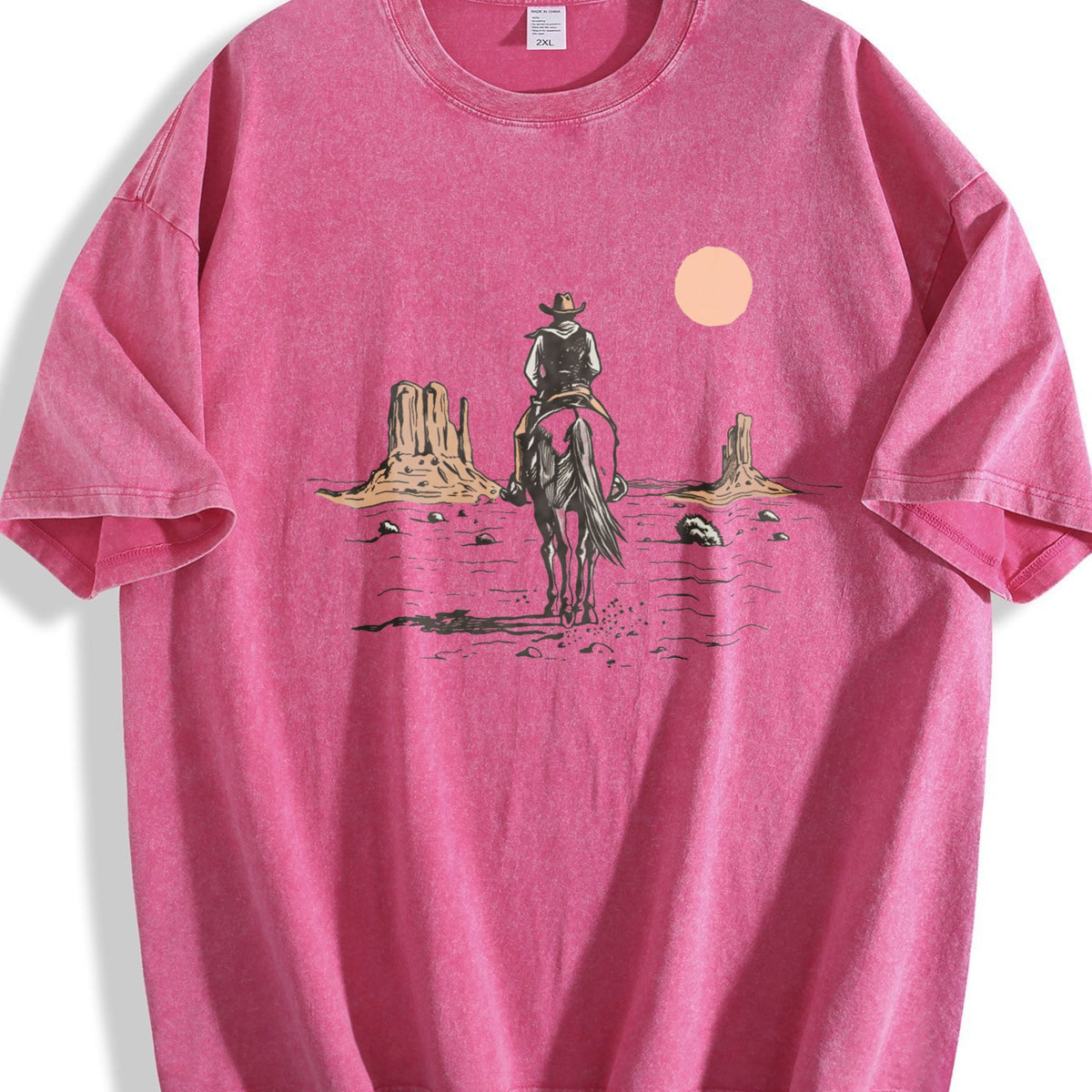 Cowboy On Horse Desert Vintage Washed T-Shirt product image 7