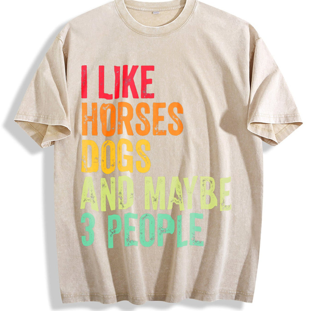 I Like Horses Dogs And Maybe 3 People Vintage Washed T-Shirt product image 1