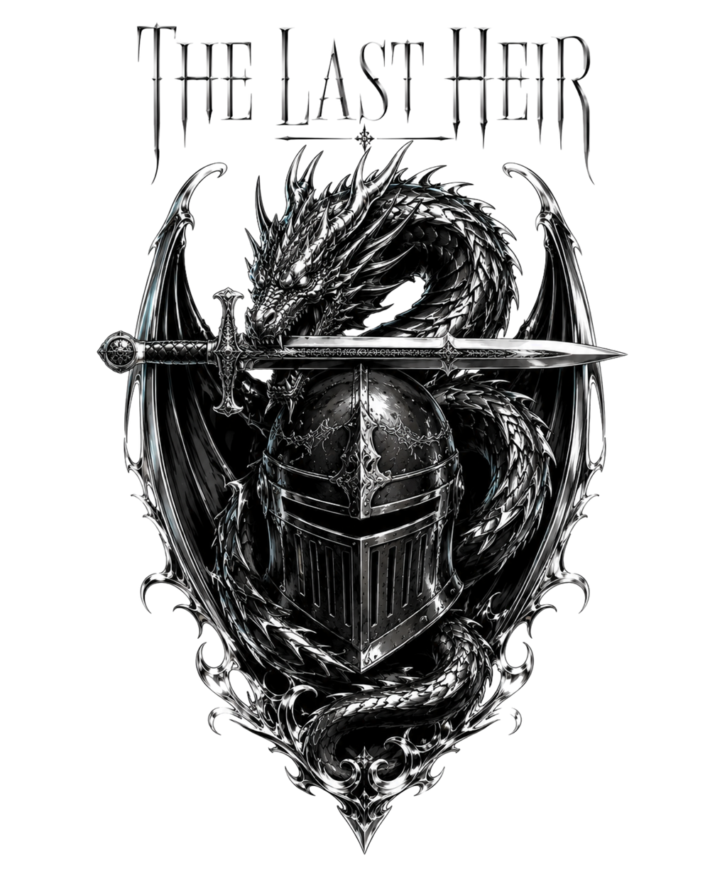 The Last Heir Knight Helmet Dragon Sword Dark Fantasy Gothic