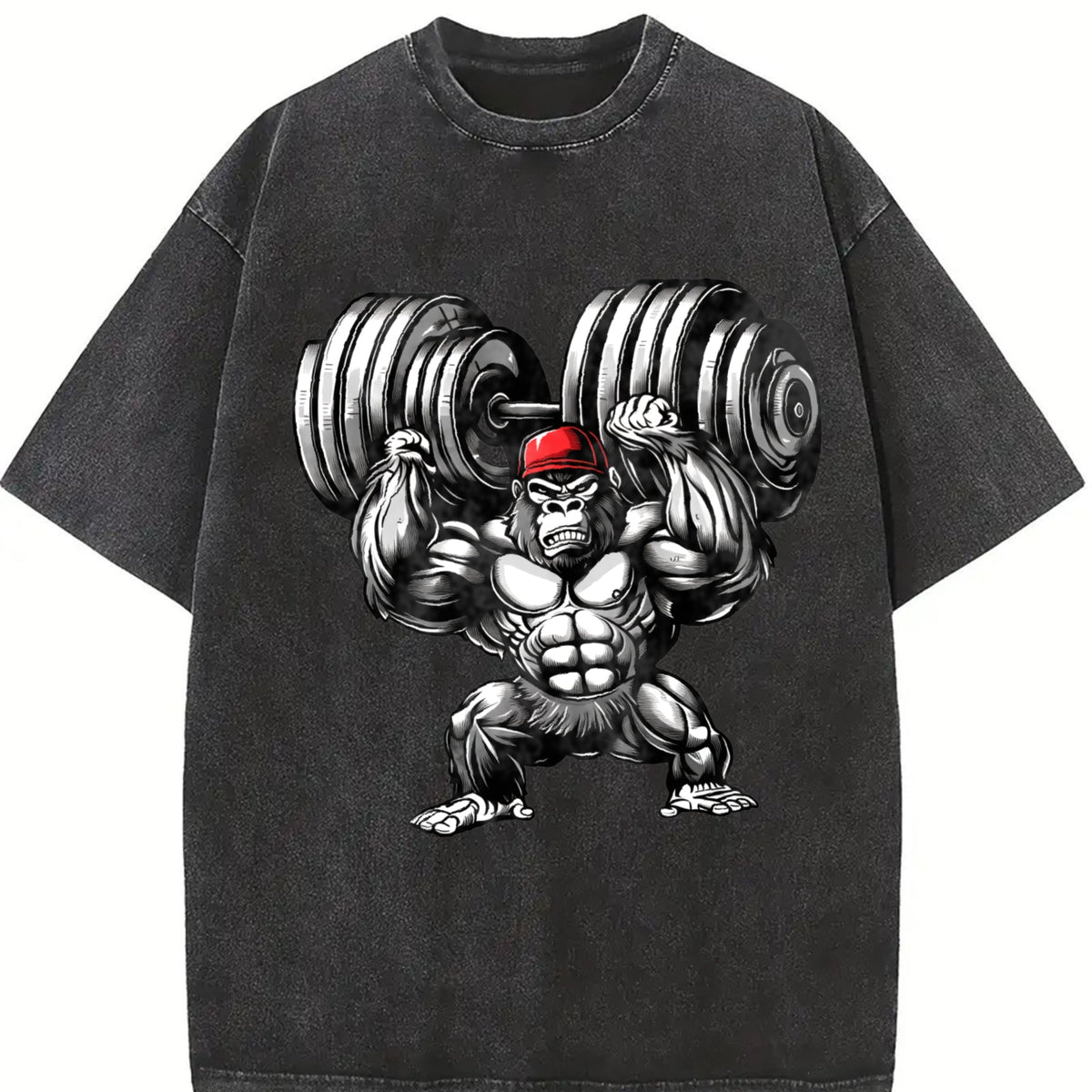Muscular Gorilla With A Dumbbell Vintage Washed T-Shirt product image 2