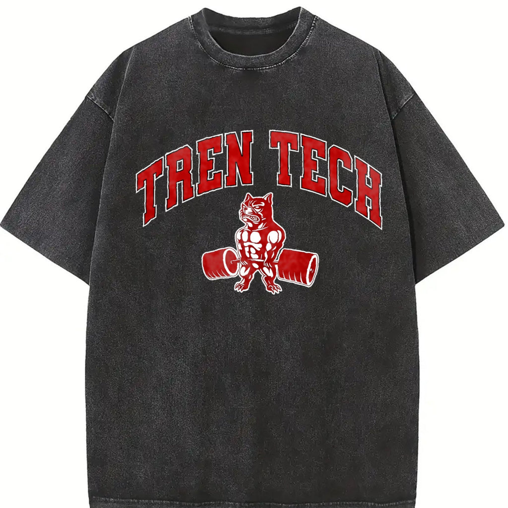 Tren Tech Muscular Bulldog Weightlifting Vintage Washed product image 2