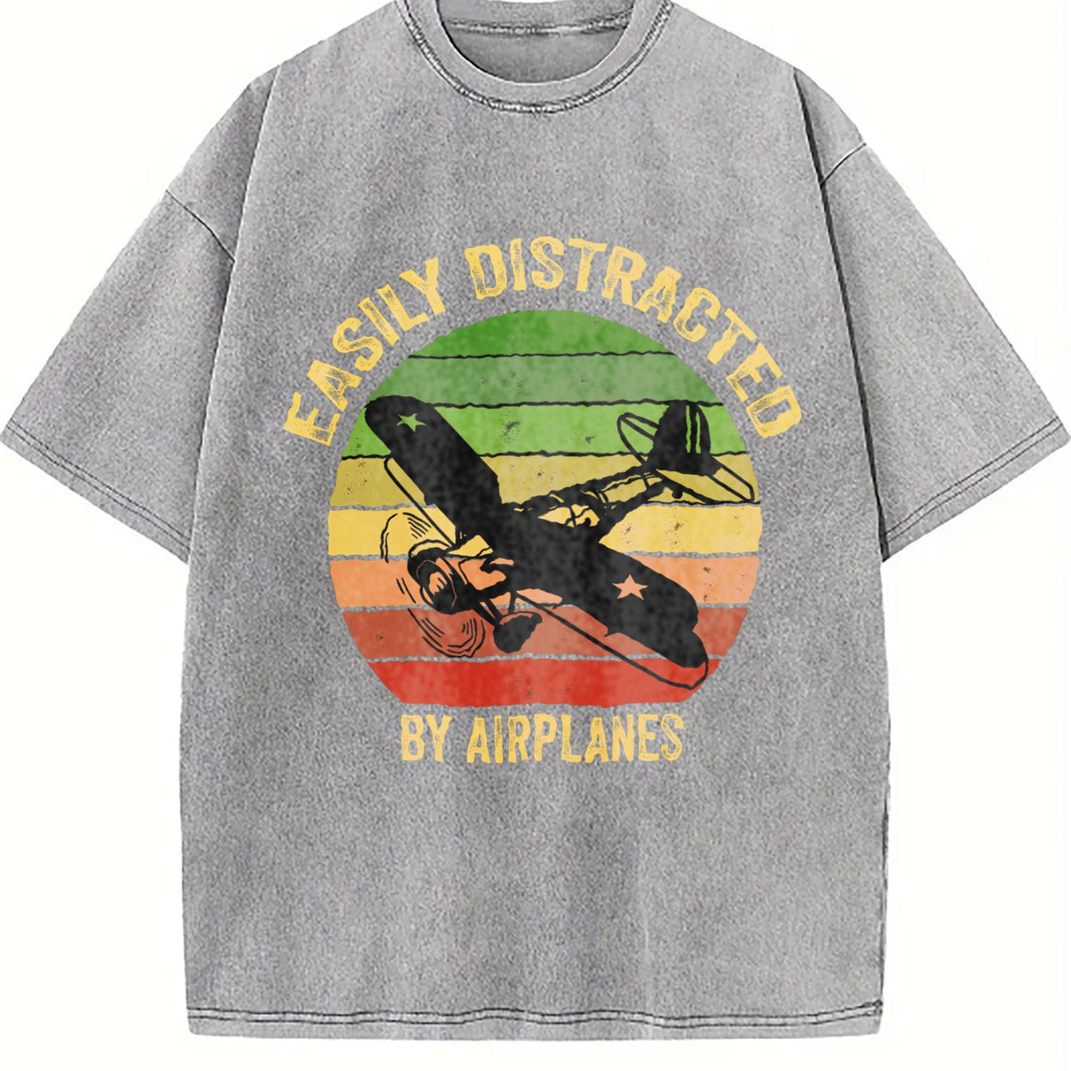 Easily Distracted By Airplanes Vintage Washed T-Shirt product image 5
