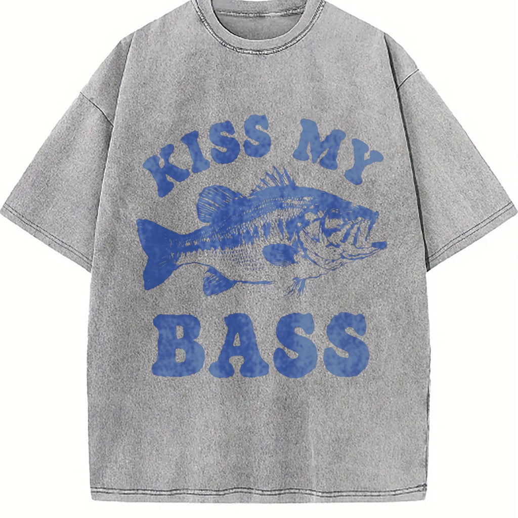 Kiss My Bass Funny Fishing Vintage Washed T-Shirt product image 5