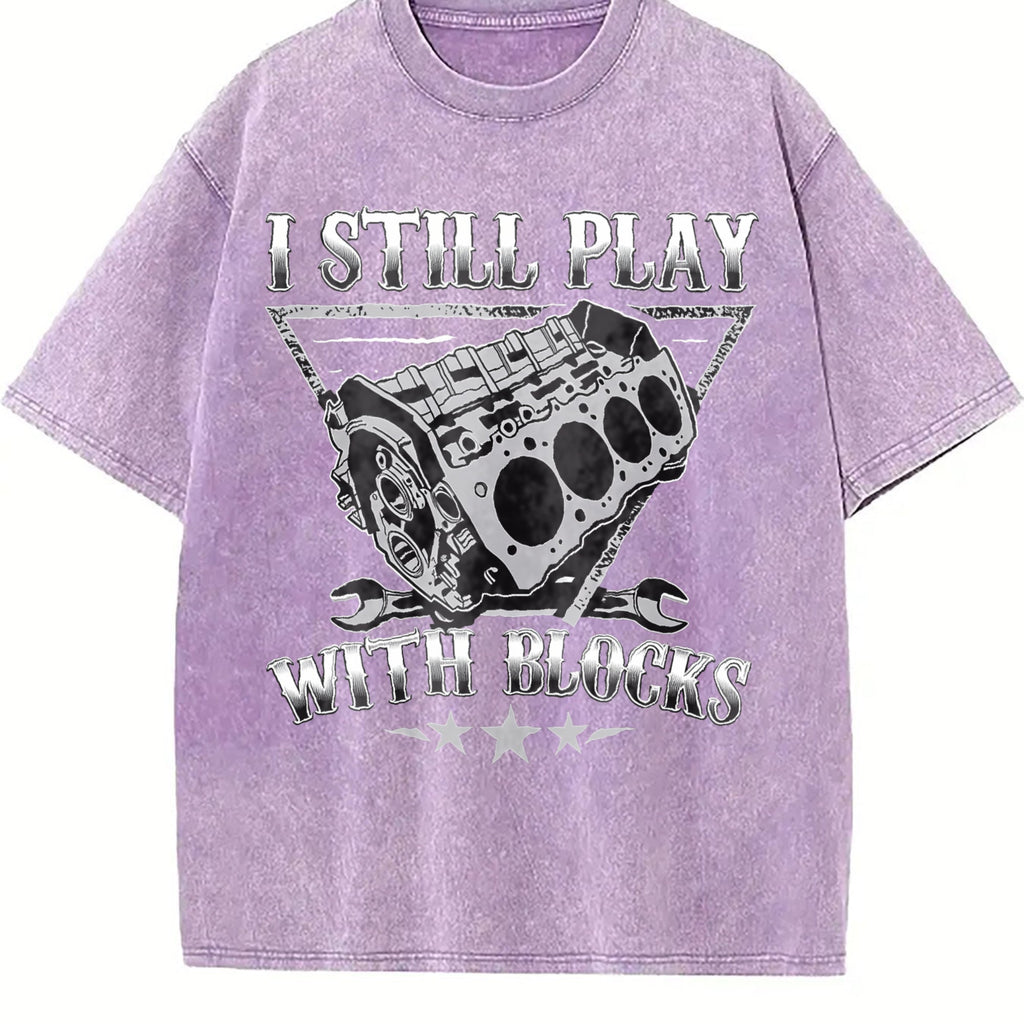 I Still Play With Blocks Engine Vintage Washed T-Shirt product image 6