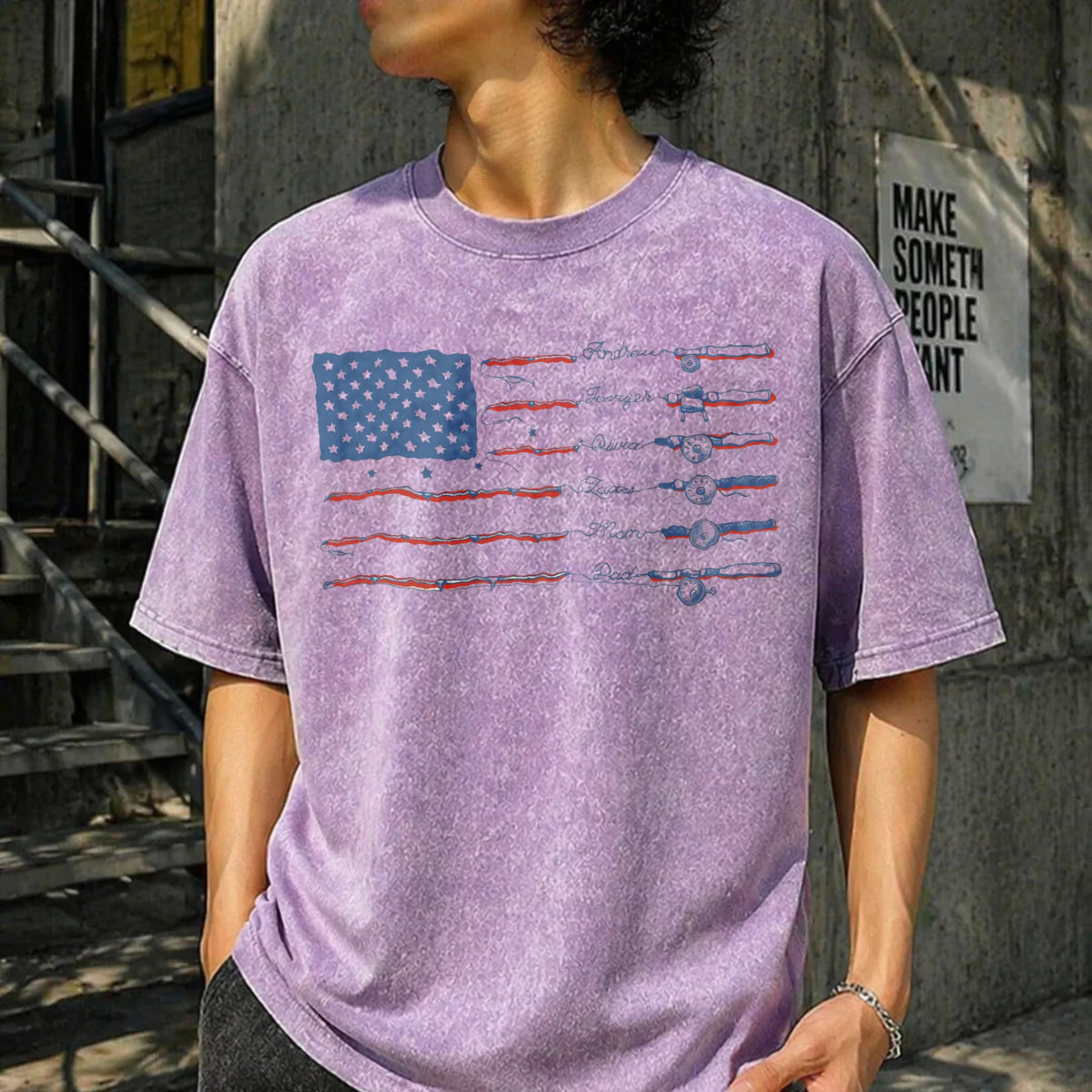 Name American Flag Vintage Washed T-Shirt product image 6