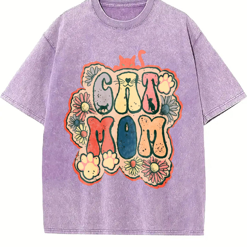 Cat Mom Vintage Washed T-Shirt product image 6