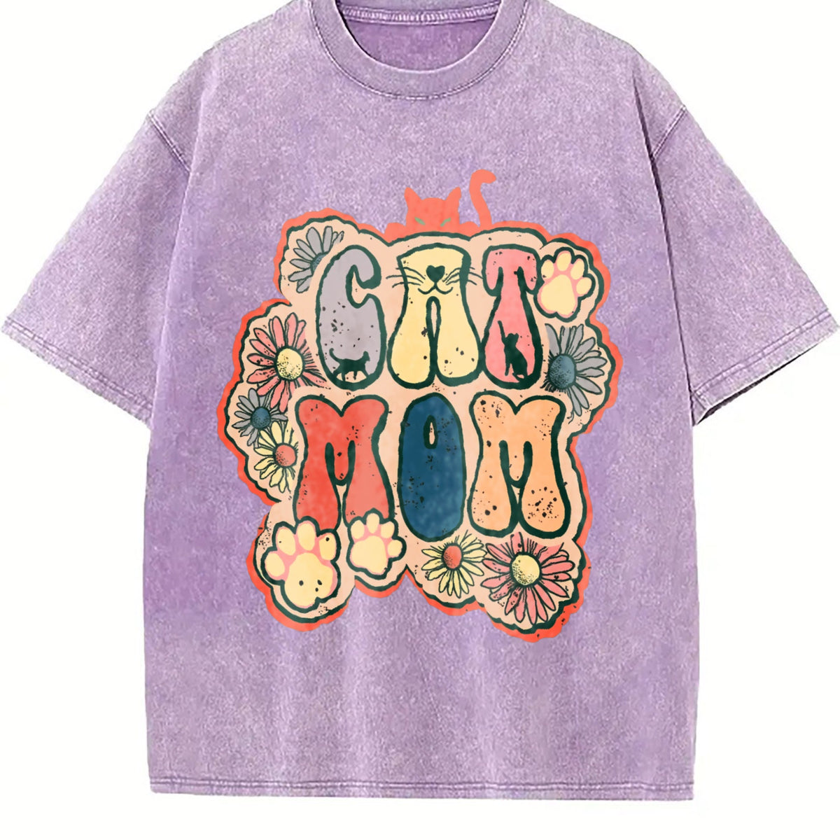 Cat Mom Vintage Washed T-Shirt product image 6