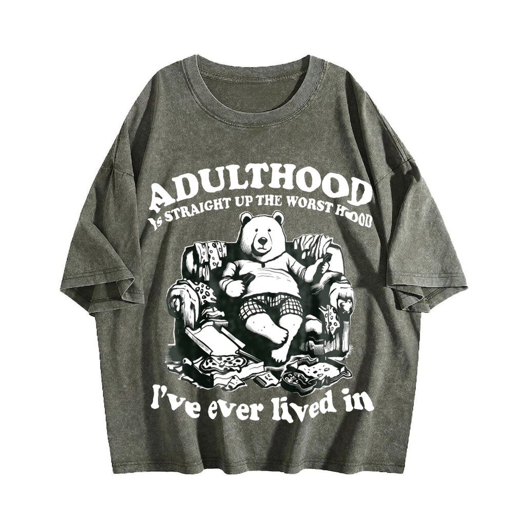Funny Bear Adulthood 90s Vintage Washed T-Shirt product image 4
