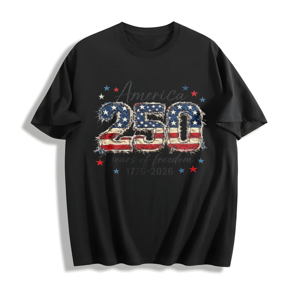 Patriotic 4th Of July 250th Anniversary Faux Patchwork USA product image 1