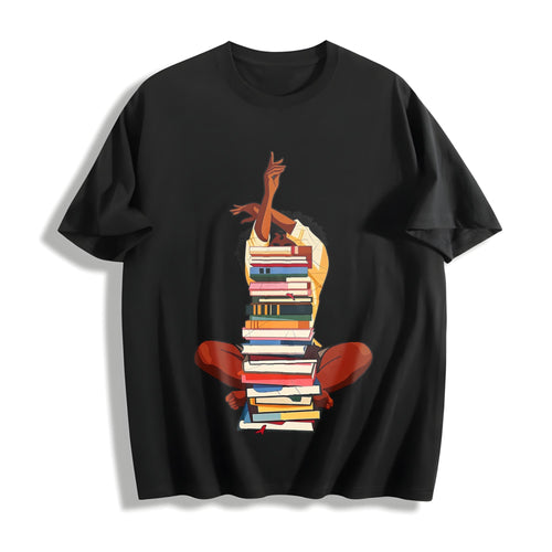 100 Black Woman And Books Stack Afro Girl Book Lover Cotton product image 1