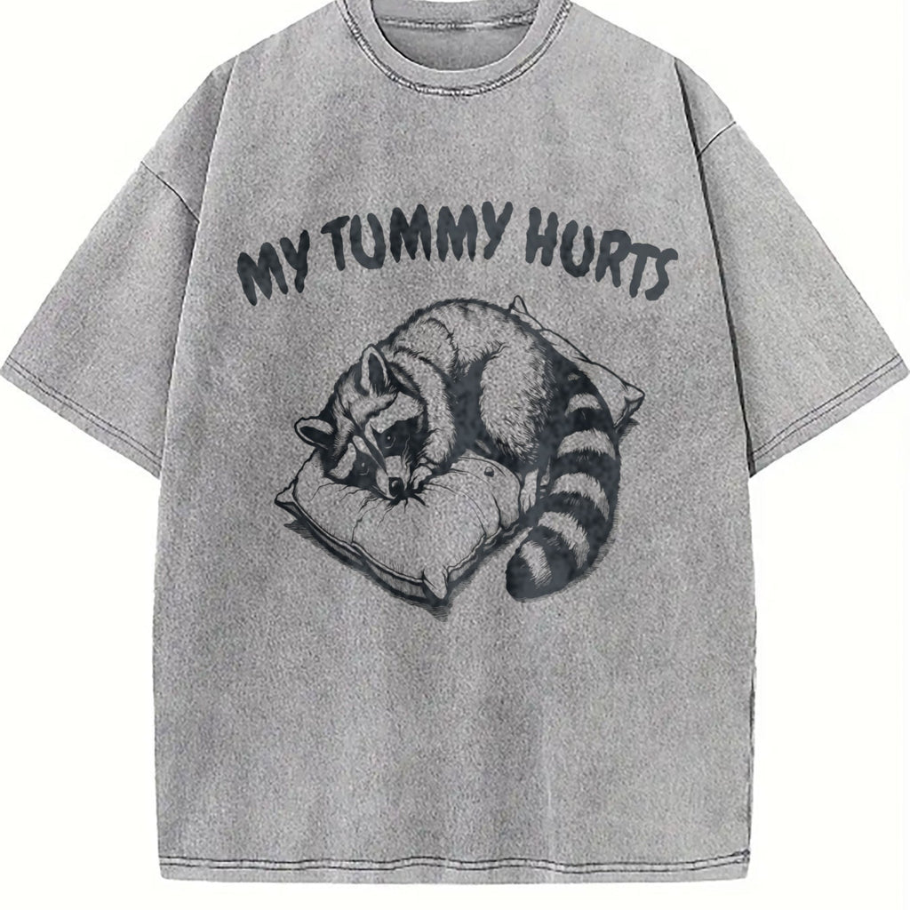 Cute Raccoon My Tummy Hurts 90s Vintage Washed T-Shirt product image 5
