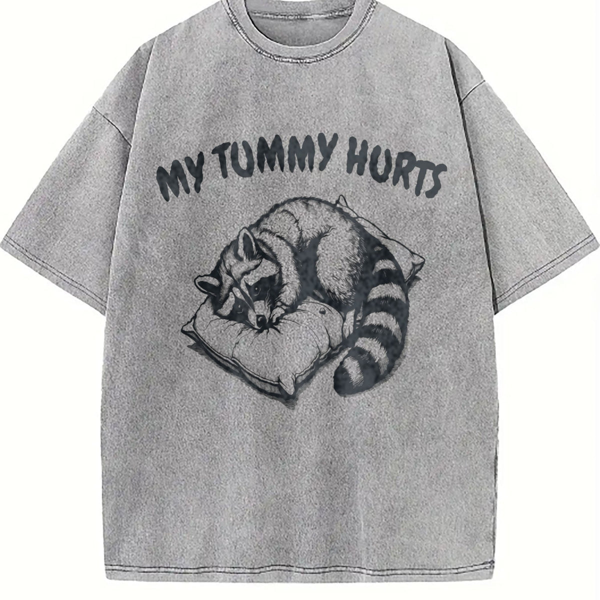 Cute Raccoon My Tummy Hurts 90s Vintage Washed T-Shirt product image 5
