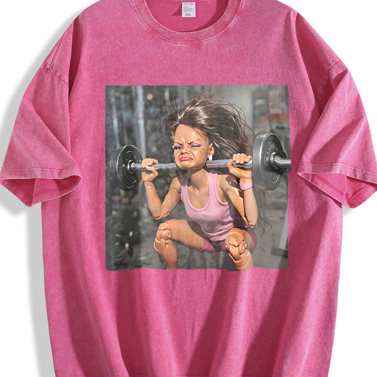 Doll Lifting Weights Vintage Washed T-Shirt product image 7