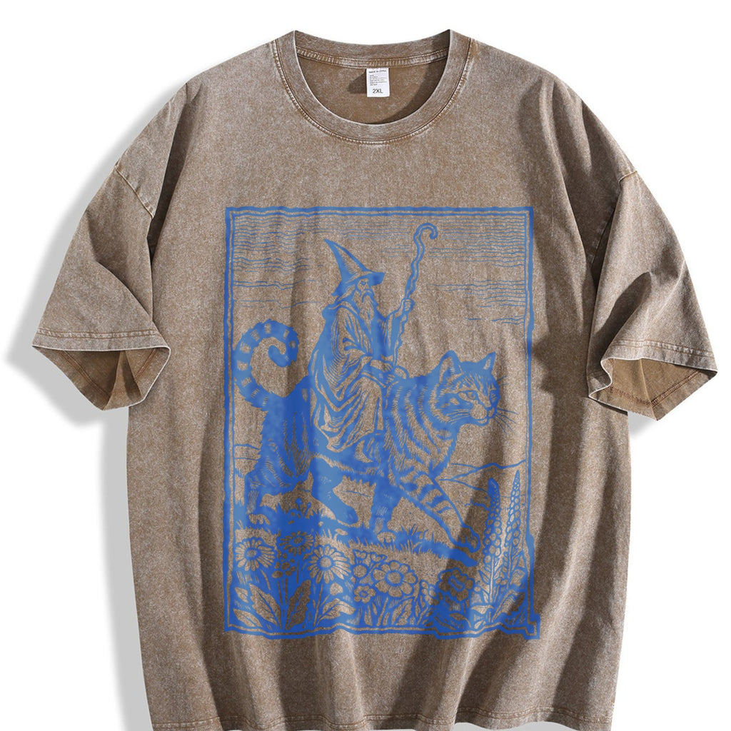 Wizard Cat Rider Vintage Washed T-Shirt product image 3