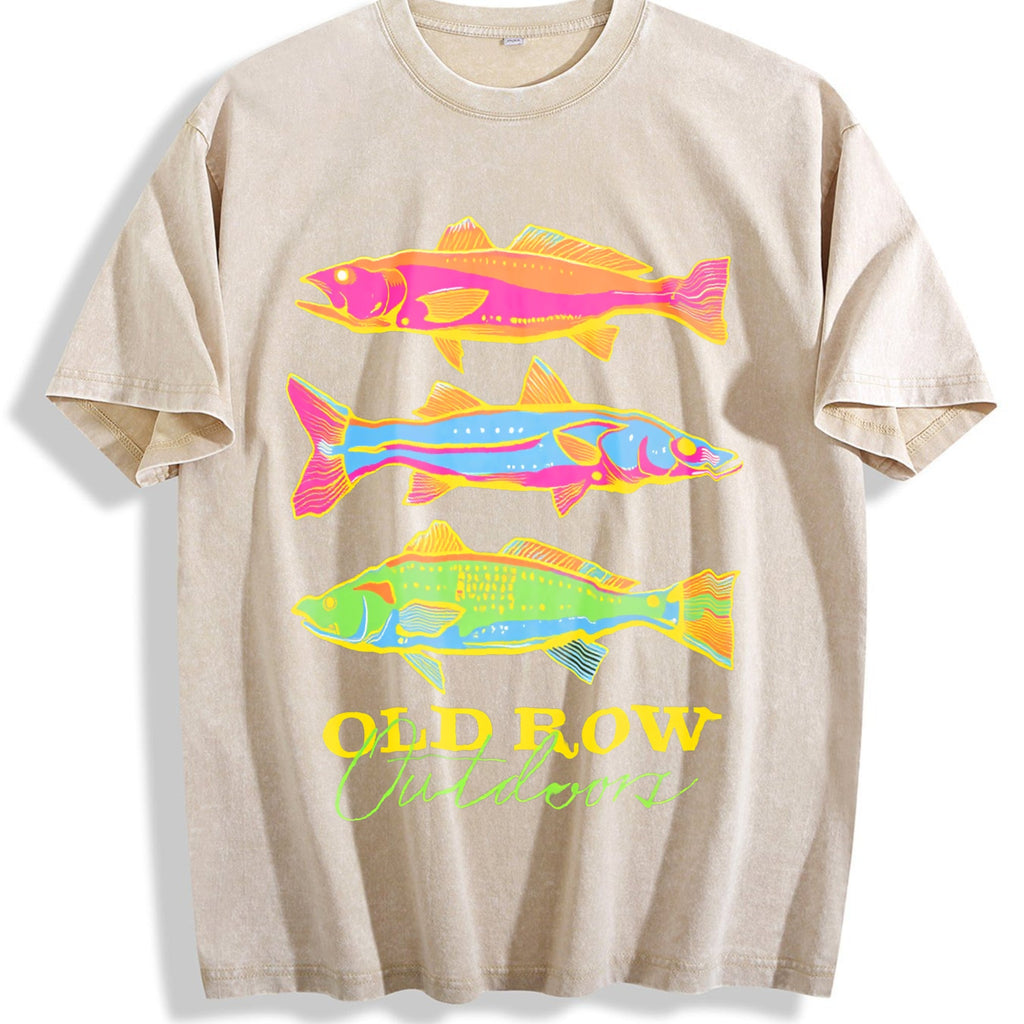 Summer Old Row Outdoor Fish Vintage Washed T-Shirt product image 1