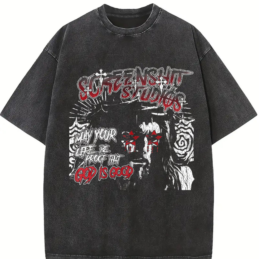 God Is Good Jesus Black Grunge Religious Vintage Washed product image 2