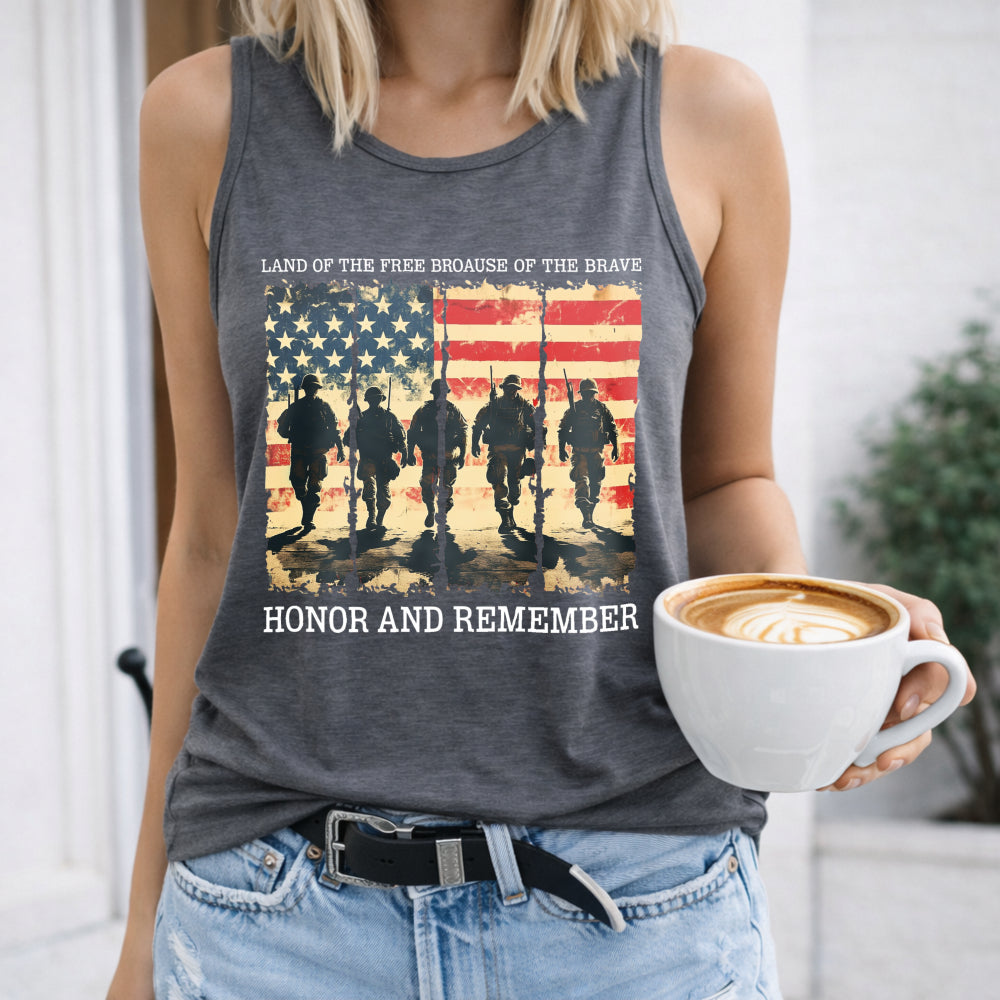 Land Of The Free Because Of The Brave Honor And Remember Women's Tank Top