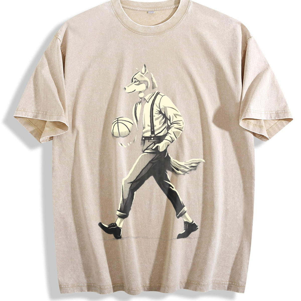 Wolf Man Basketball 90s Vintage Washed T-Shirt product image 1