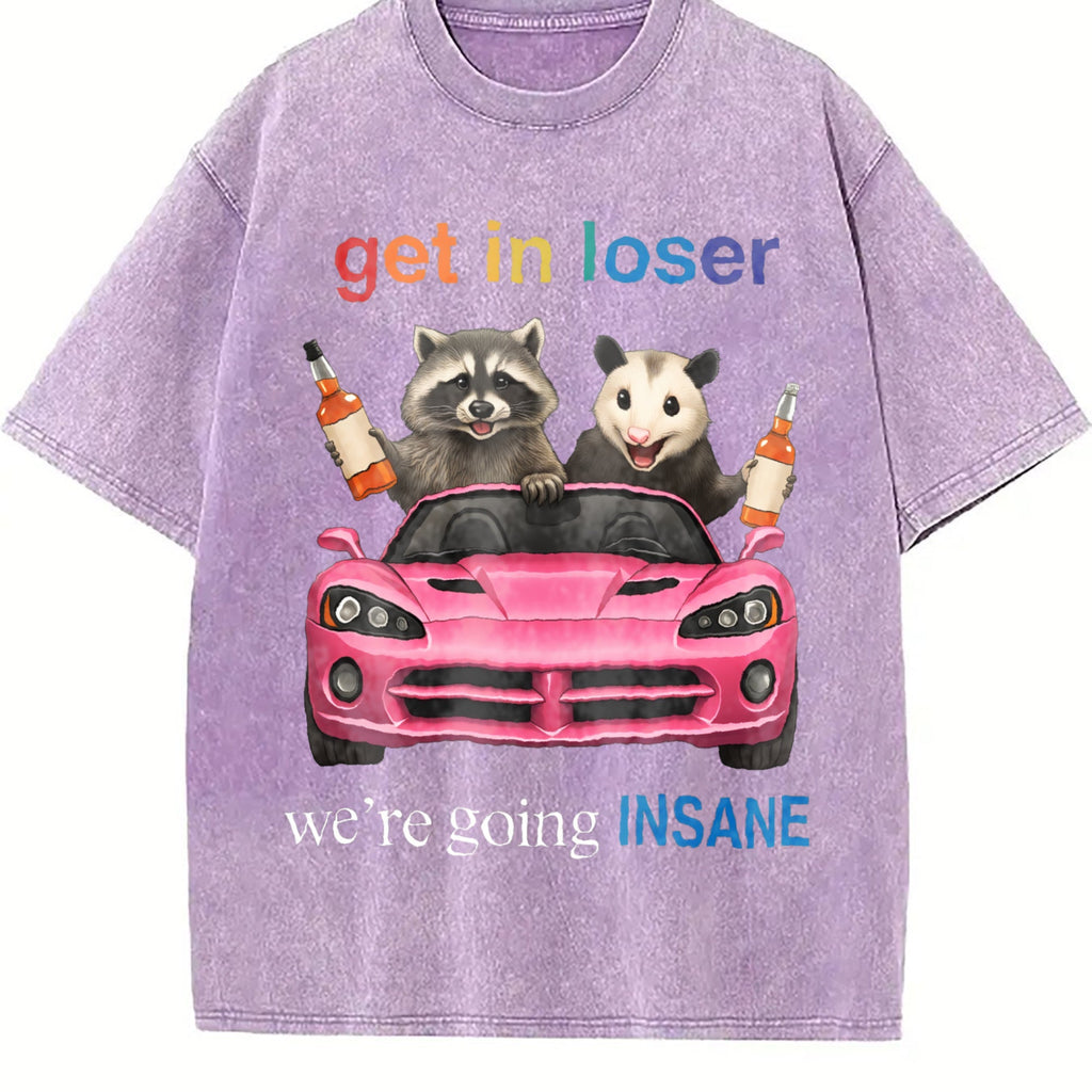 Funny Raccoon Opossum : Get In Loser Meme Vintage Washed product image 6