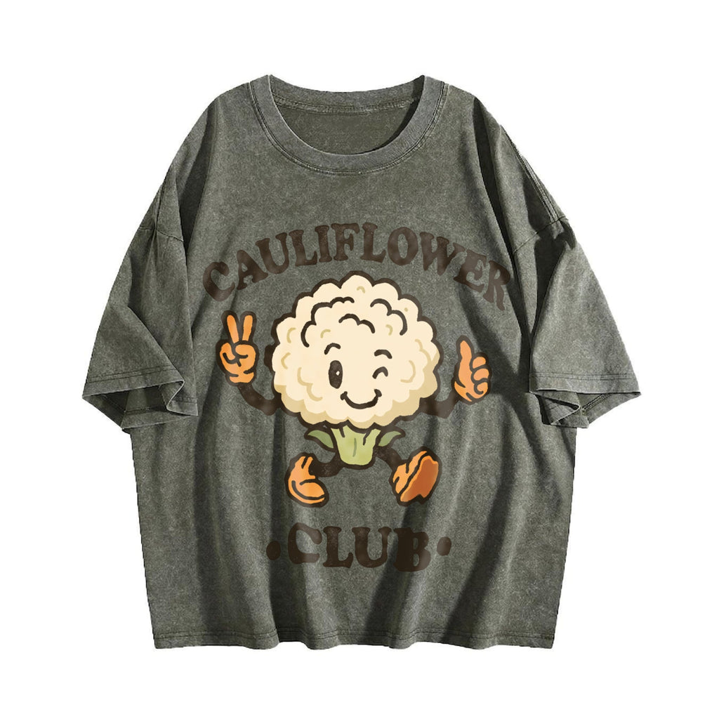 Cauliflower Club Funny Veggie Lover Cartoon Vintage Washed product image 4