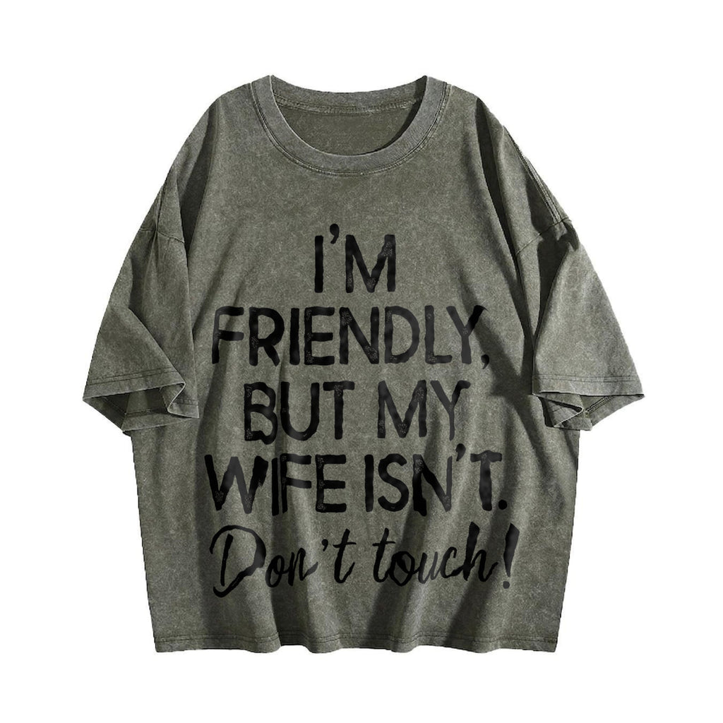 I'm Friendly But My Wife Isn't Vintage Washed T-Shirt product image 4