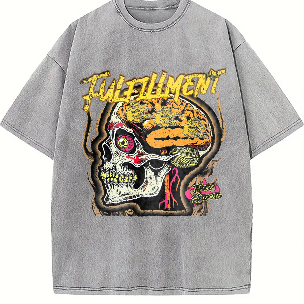 Skull Brain Vintage Washed T-Shirt product image 5