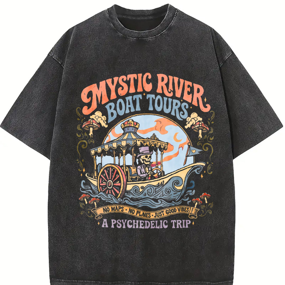 Mystic River Boat Tours Psychedelic Vintage Washed T-Shirt product image 2