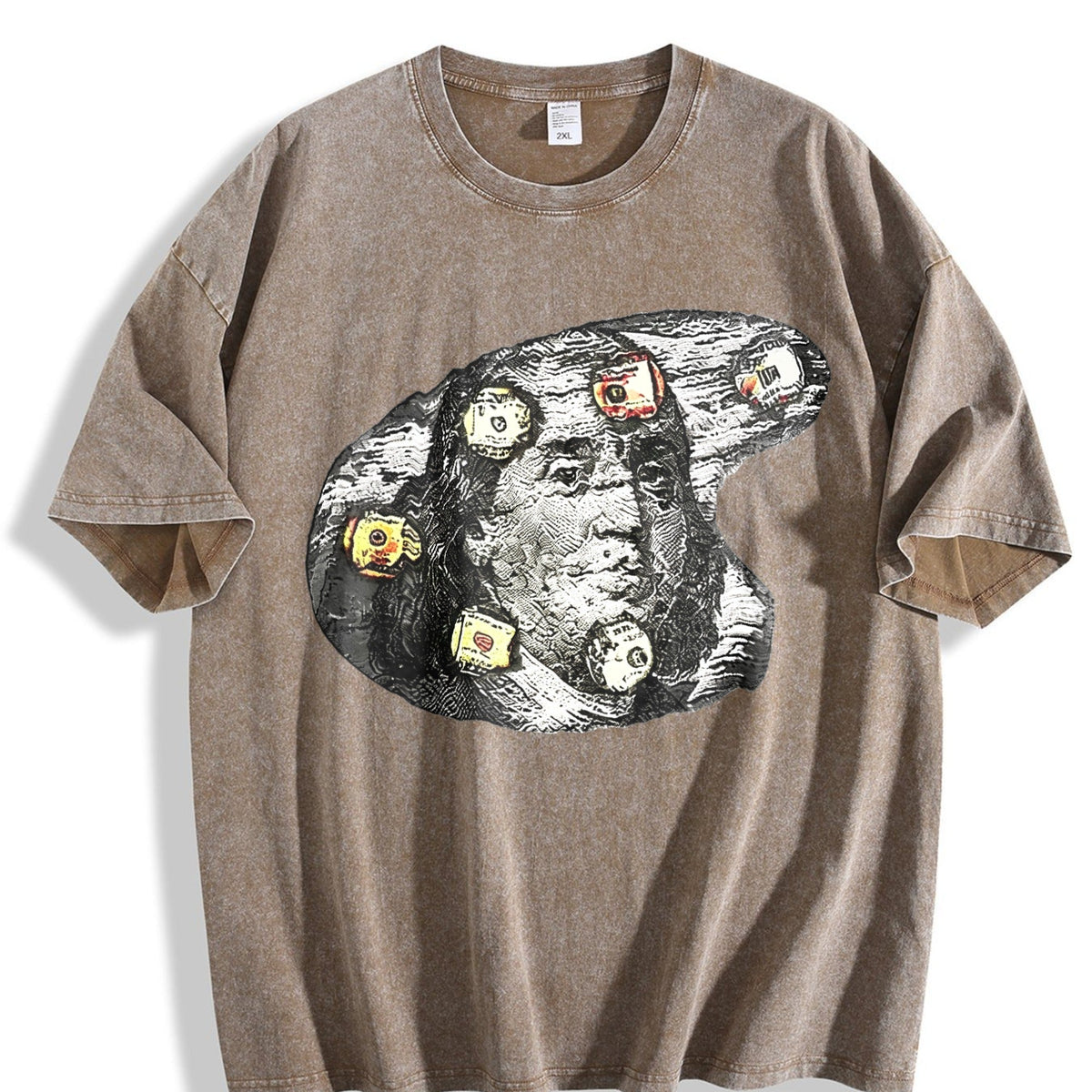 Benjamin Franklin Money High Neck Vintage Washed T-Shirt product image 3