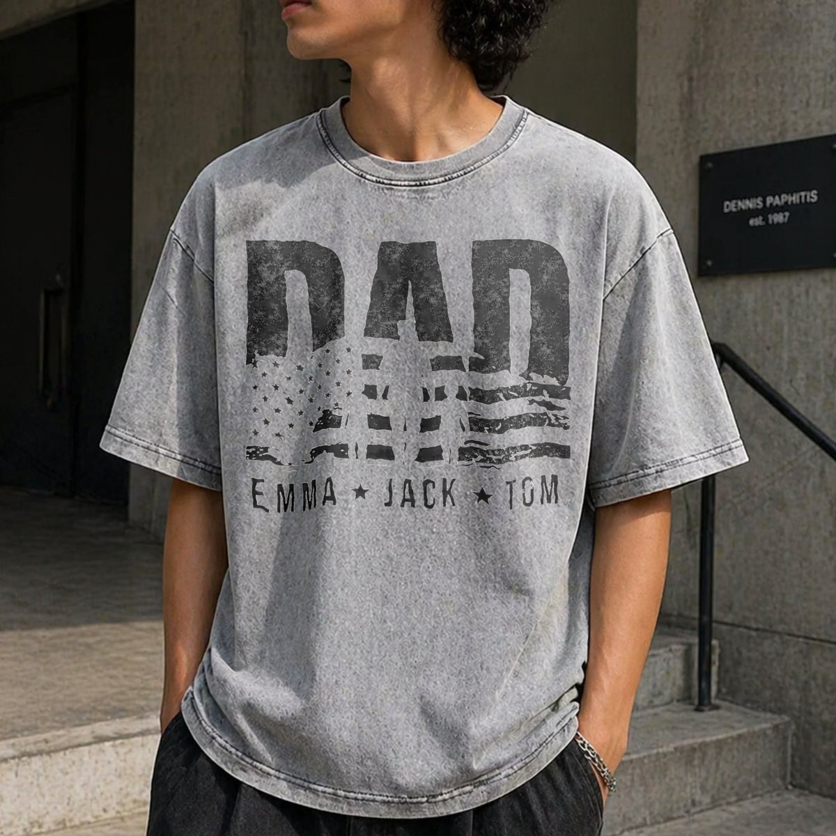 Dad With Names Vintage Washed T-Shirt product image 5