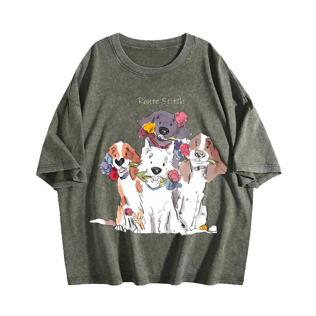 Floral Dog Vintage Washed T-Shirt product image 4