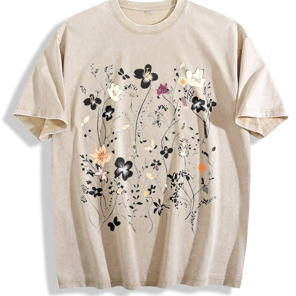 Boho Floral Vintage Washed T-Shirt product image 1