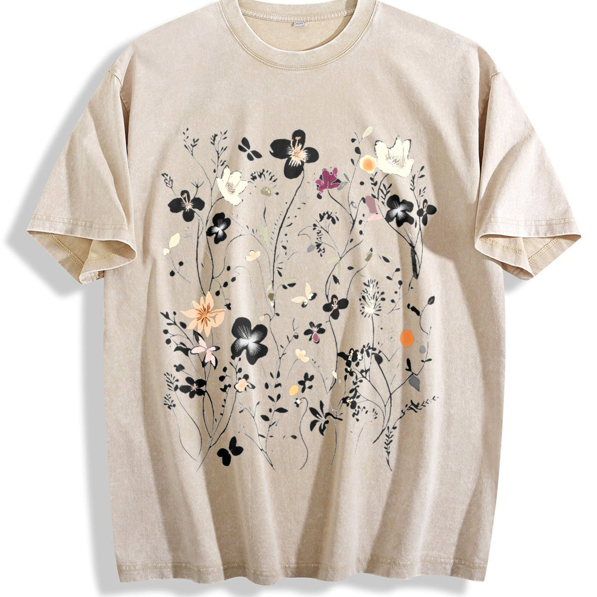 Boho Floral Vintage Washed T-Shirt product image 1