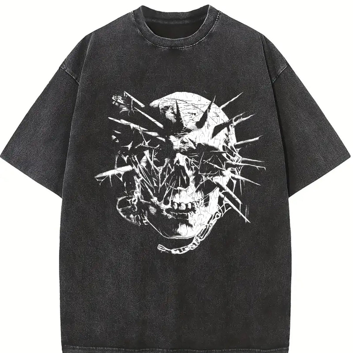 Shattered Thorned Skull Vintage Washed T-Shirt product image 2