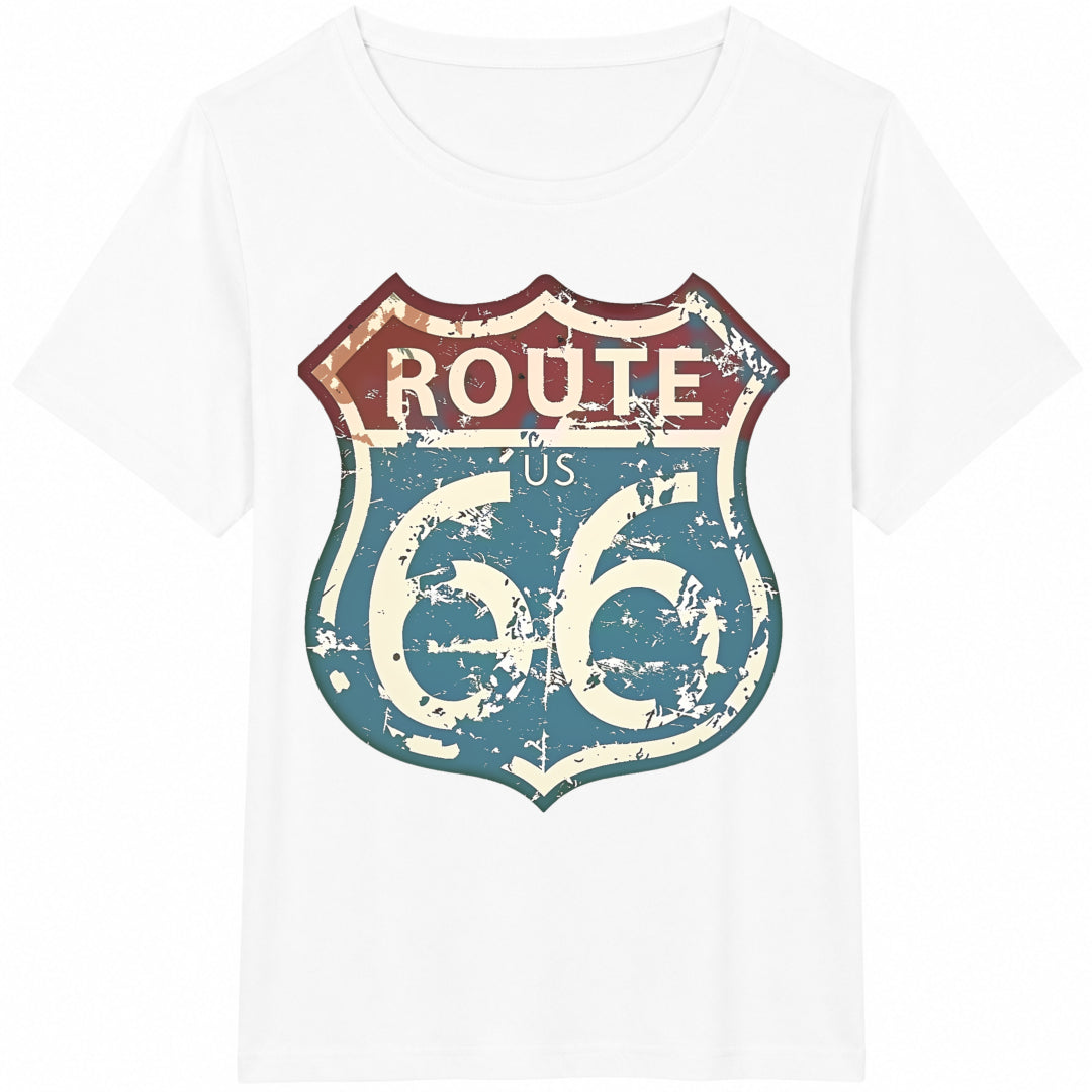 Route US 66 Highway Sign Summer Cotton T-Shirt product image 2
