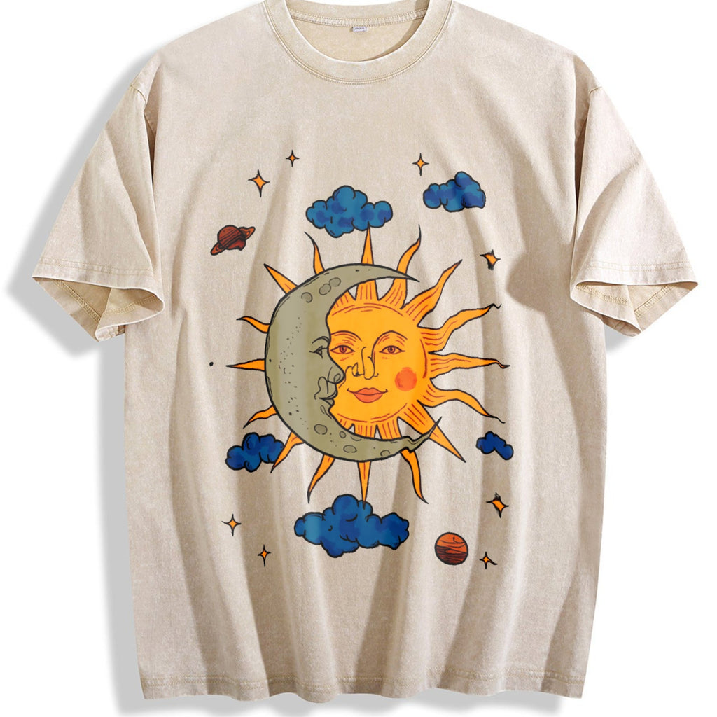 Sun Moon Celestial Vintage Washed T-Shirt product image 1