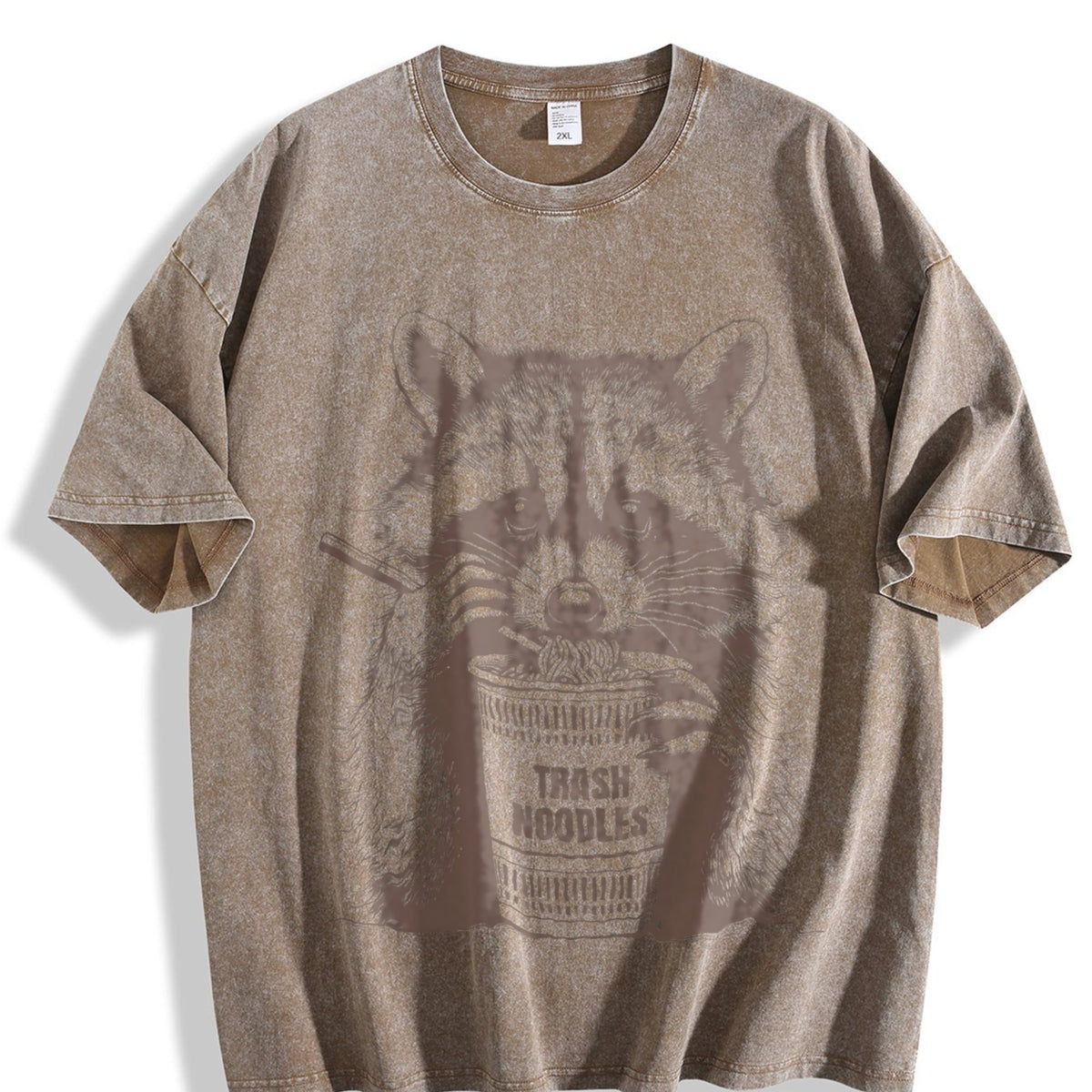 Funny Raccoon Eating Noodle 90s Vintage Washed T-Shirt product image 3