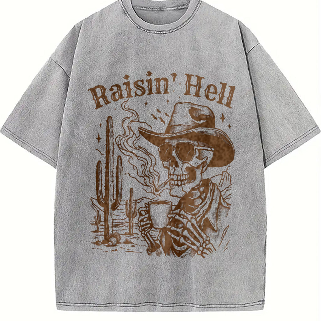 Skeleton Raisin' 90s Vintage Washed T-Shirt product image 5