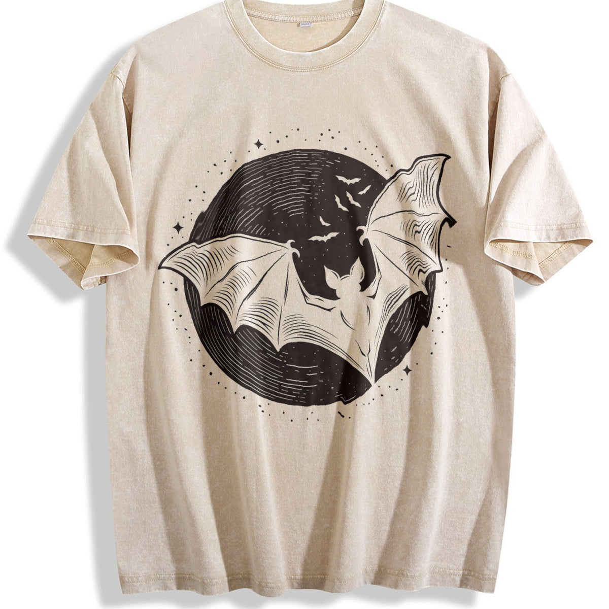 Bats Moon 90s Vintage Washed T-Shirt product image 1