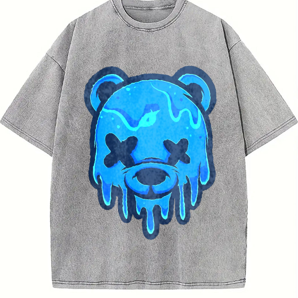 Drippy Blue Bear Two Piece Set Vintage Washed T-Shirt product image 5