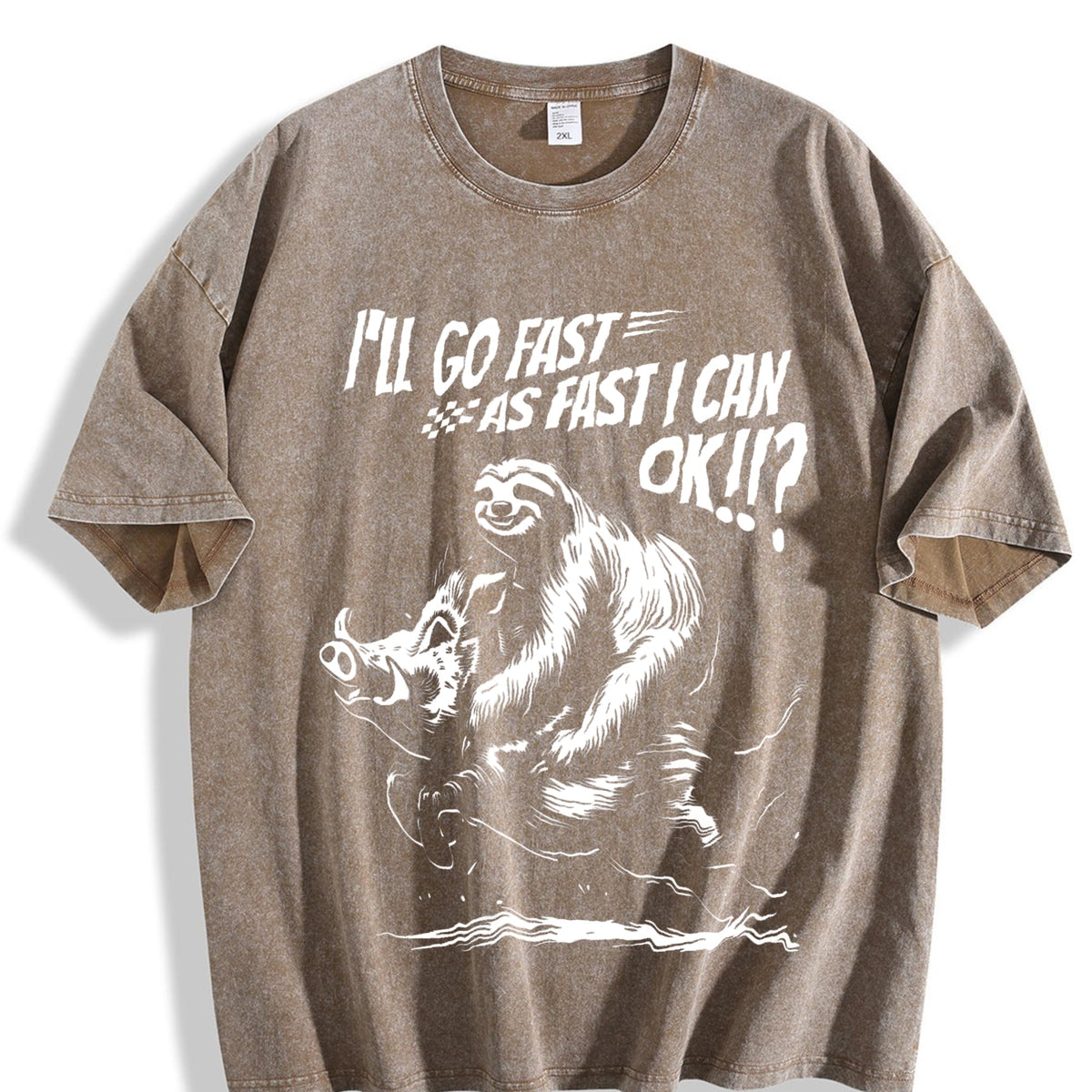 Sloth Riding A Boar 90s Vintage Washed T-Shirt product image 3